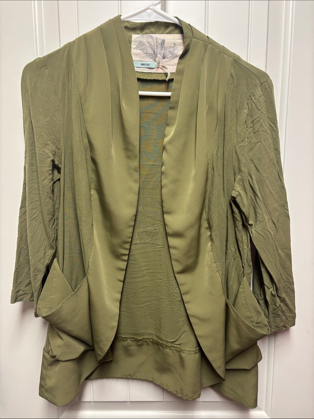 Kimchi Blue Olive Draped Open-Front Blazer size M